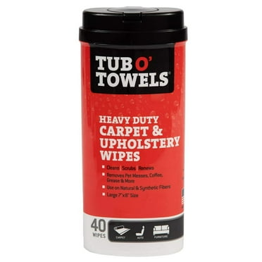 Tub O' Towels Heavy Duty Carpet & Upholstery Cleaning Wipes, Light Citrus, 40 Count