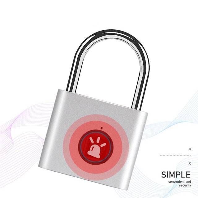Candado inteligente con huella dactilar, plateado con función de carga USB, para casillero, maleta (plateado, 43*67 mm) Banban LingWen 8390612758195