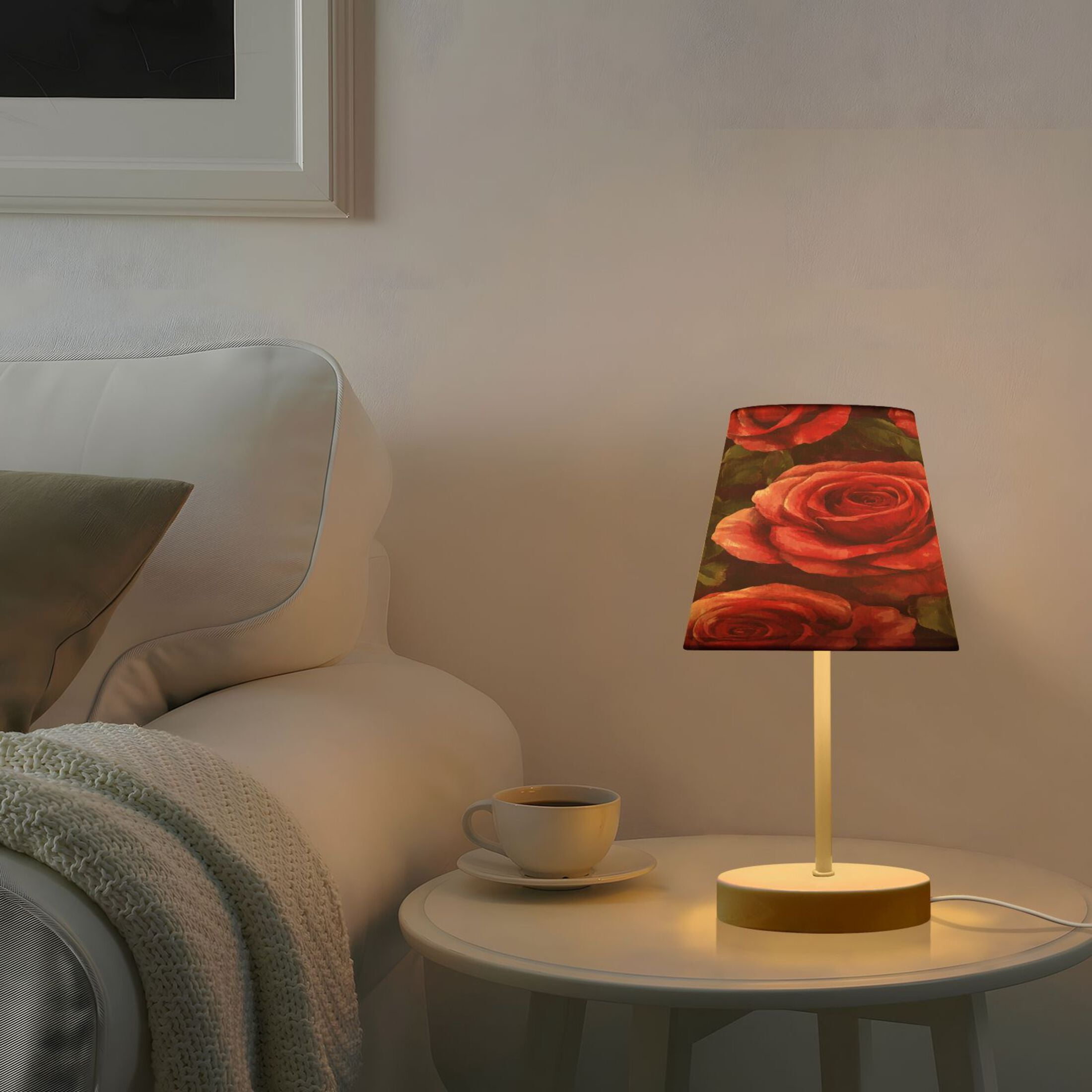 Table Lamp Small 5.9x10.8 Inches Table Lamps Night Light Tools & Home Improvement Bedroom Lamp Guest Room Lamp Study Lamp Office Lamp Beautiful Oil Painting Rose