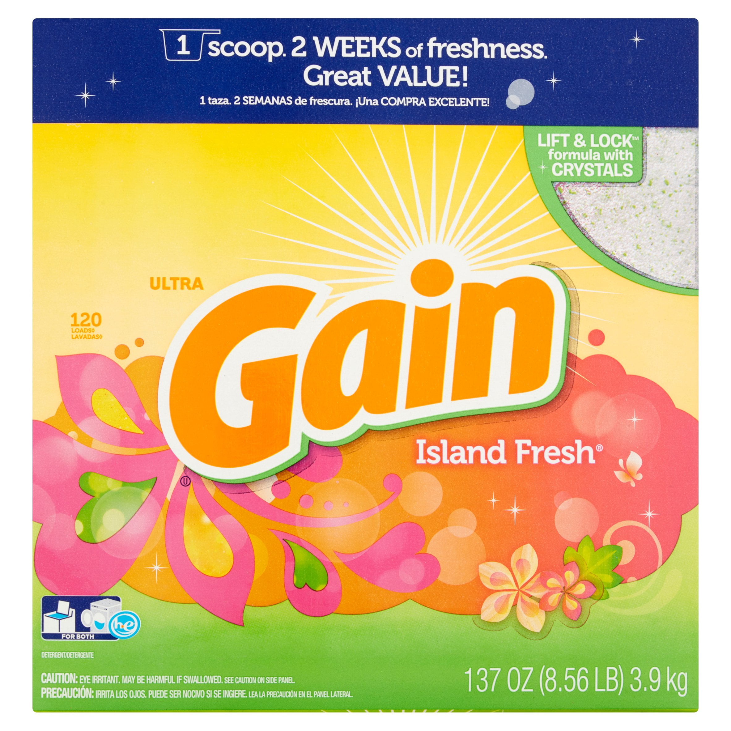 Gain Powder Laundry Detergent, Island Fresh Scent, 120 loads, 137 oz