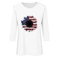 thumbnail image 4 of Cavosen American Flag Shirt Women Petite Patriotic 3/4 Sleeve Round Neck Shirts USA Flag Print Shirts Lady XL Independence Day Casual Tops Funny 4th of July Tunic Tees 2025 Summer Patriotic Blouses, 4 of 4