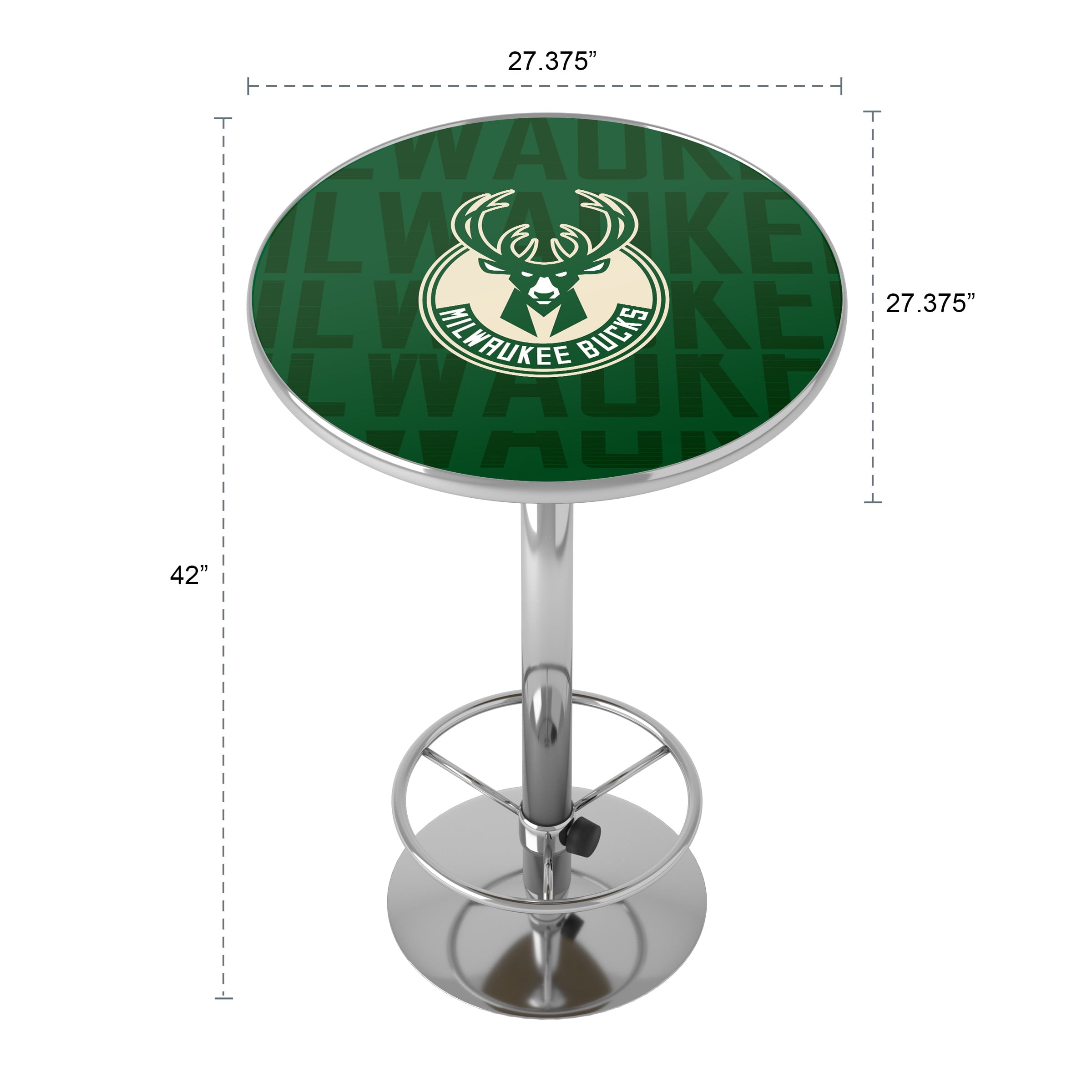 Milwaukee Bucks City Bar Table with Adjustable Footrest and Acrylic Top