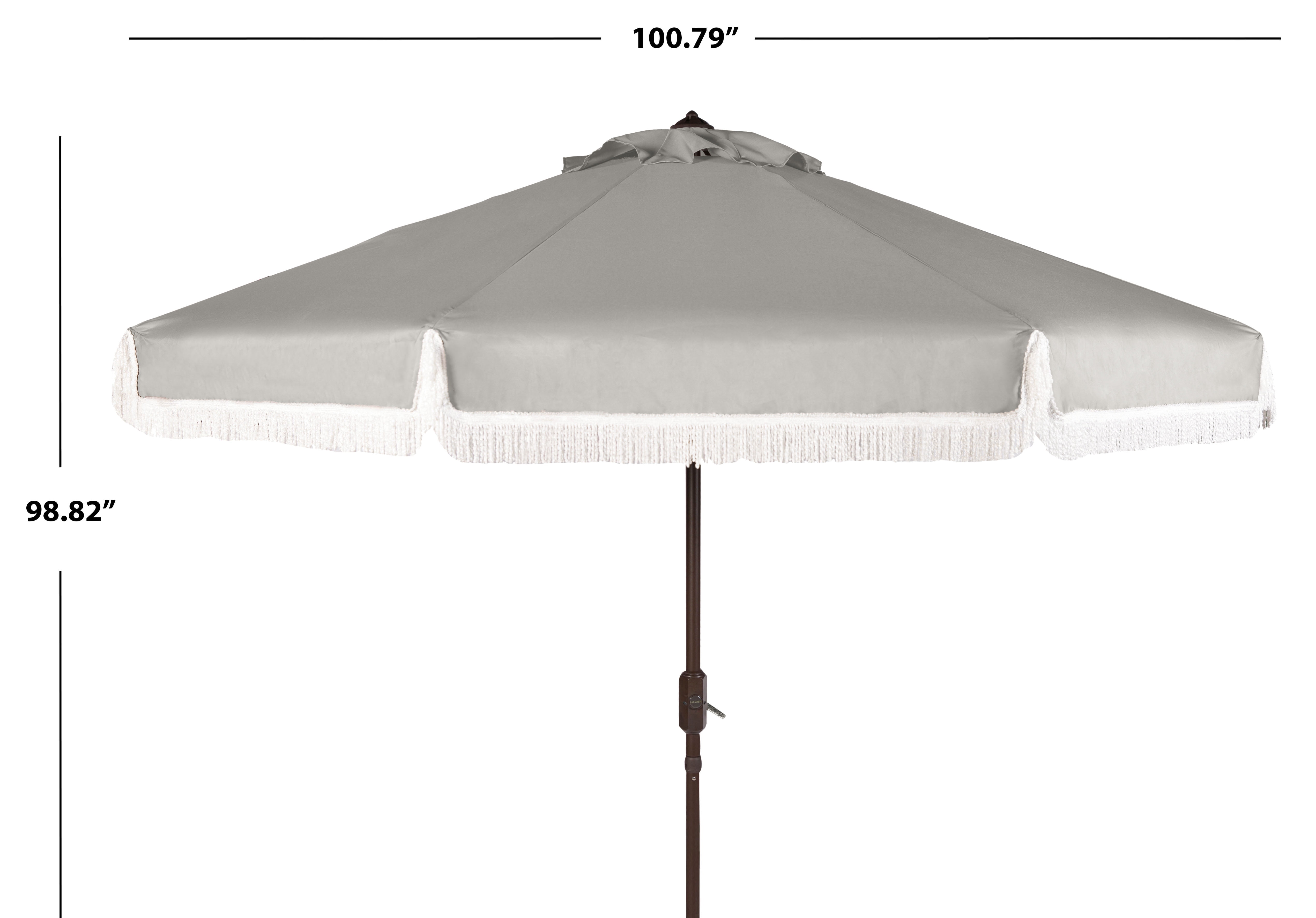 Safavieh Milan 98.82" Solid Print Round Market Patio Umbrella, UV Resistant