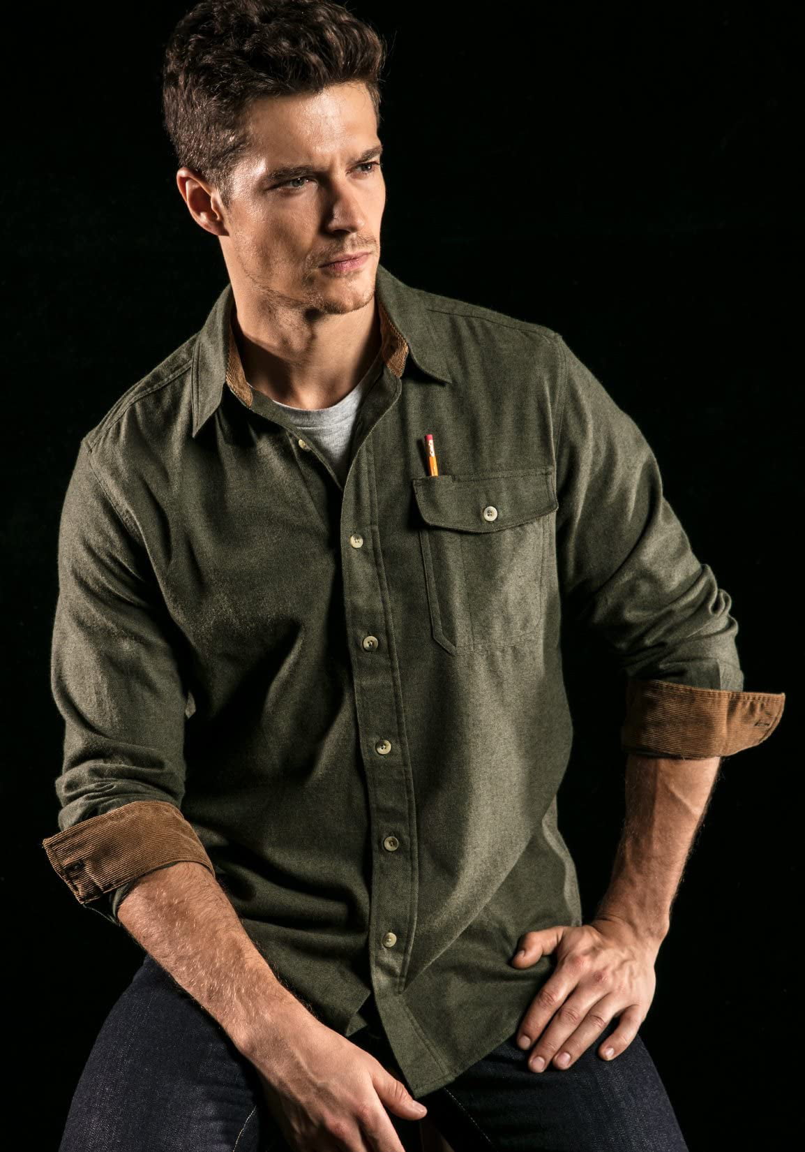 CQR Men's All Cotton Flannel Shirt, Long Sleeve Casual Button Up