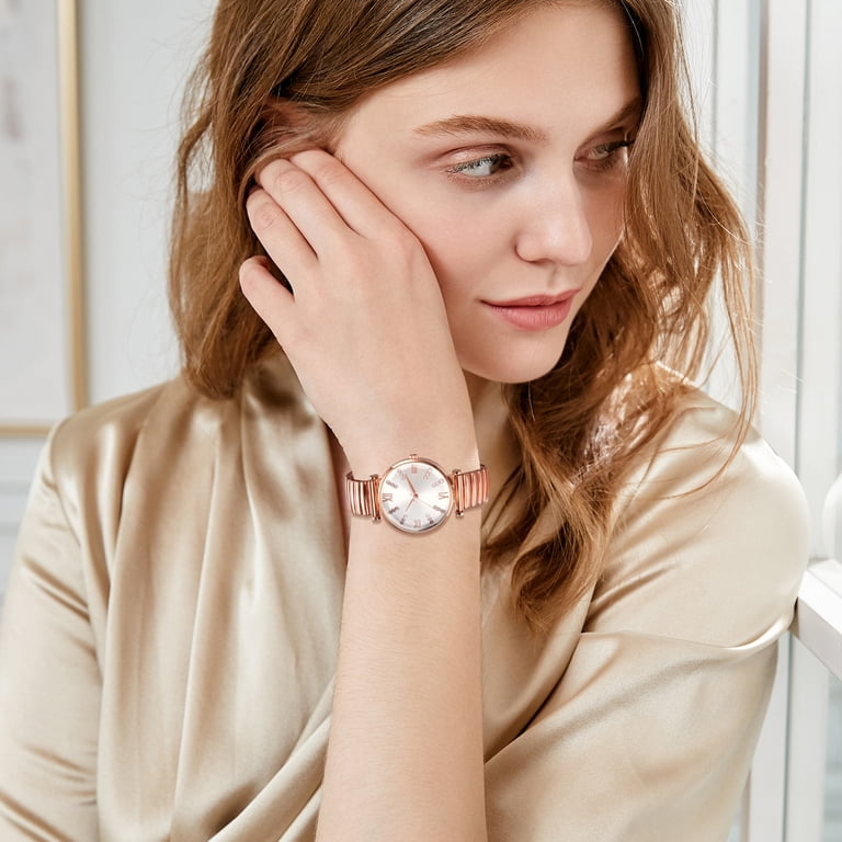 Women\'s White Analog Quartz Elastic Strap Arabic Numerals Waterproof Wrist Watch Avaner Elastic Strap Watches for Women: Large Face Arabic  main image 2