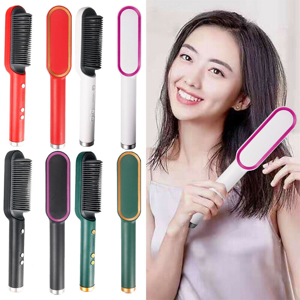 EleaEleanor 2 in 1 Hair Straightener Brush Straight Hair Comb and Curly Hair  Comb Wet And Dry Dual Use AntiScald Ceramic Ionic Hair Brush  Walmartcom