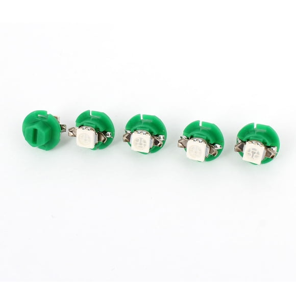 Unique Bargains 5 Pcs T5 B8.4D 5050 SMD 1-LED Dashboard Light Bulb Green 12V for Car Internal