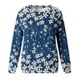 thumbnail image 4 of RKSTN Chandails à Manches Longues pour Femmes Mode à Imprimé Floral Décontracté Hauts à Manches Longues à Col Rond Coupe Ample Chandail Blouse, 4 of 4