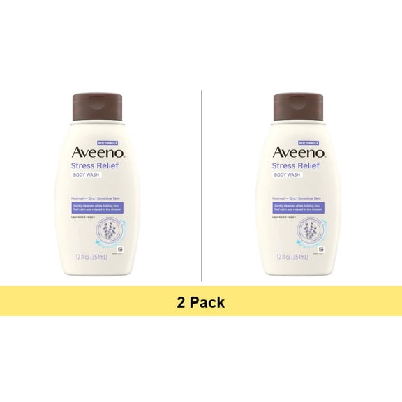 AVEENO Active Naturals Body Wash, Stress Relief 12 oz - 2 Pack