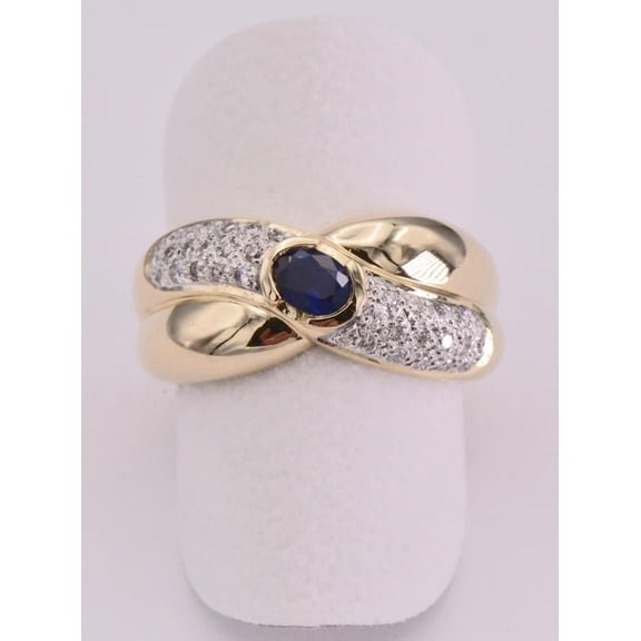 2.00 Ct Oval Cut Simulated Diamond 14K Yellow Gold Plated Blue Sapphire Brilliant Diamond Ring
