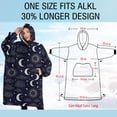 thumbnail image 4 of Oversized Wearable Blanket Hoodie,Dark Blue Sun Moon Cloud Pattern Sherpa Blanket Hoodie with Super Pockets,Super Warm Fuzzy Pullover for Women & Men, 4 of 6