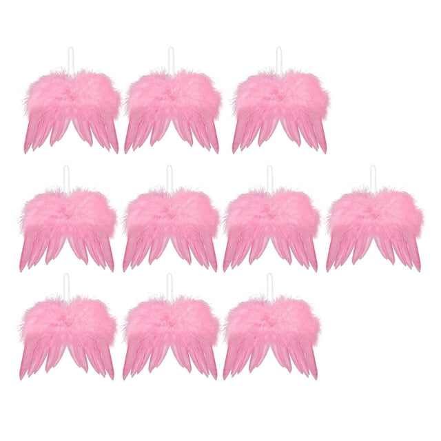 10 alas de ángel con plumas para disfraz, decoraciones navideñas novedosas. Rosa