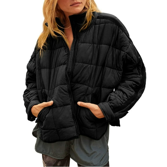 PUWEI Women's Oversized Lightweight Puffer Jacket Coat Warm Full Zip Long Sleeve Down Coat