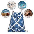 thumbnail image 6 of Leisure Draw String Mouth Backpack 16 X 14 Woven Band Durable Not Easy To Fall Off In Travel Portable Draw String Design Indigo Moroccan Trellis Hand-Drawn Sketch_2, 6 of 8