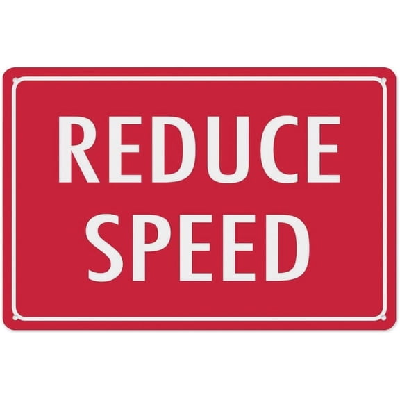 Reduce Speed Red Sign 8"x12" - Aluminum Tin Warning for Home Outdoor Garden, Durable Traffic Decor for Neighborhood