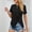 Black, variant on Womens Asymmetrical Tops Fashion Twist Front Short Sleeve Crew Neck Tee Summer Going Out Casual T Shirt