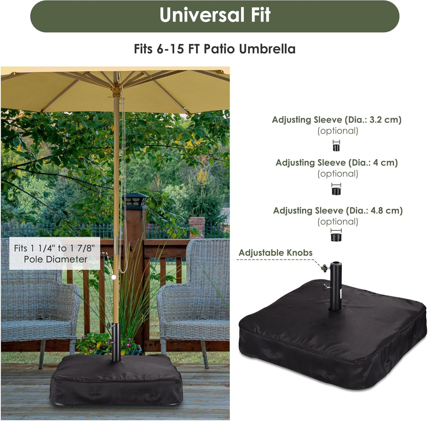 Outdoor Patio Umbrella Base Stand with Sand Bag 165 Lbs, 1ct/pk