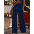 thumbnail image 3 of Velvet Pants for Women High Waisted Wide Leg Palazzo Pants Causal Outfits Long Flowy Trousers with Pockets, 3 of 6