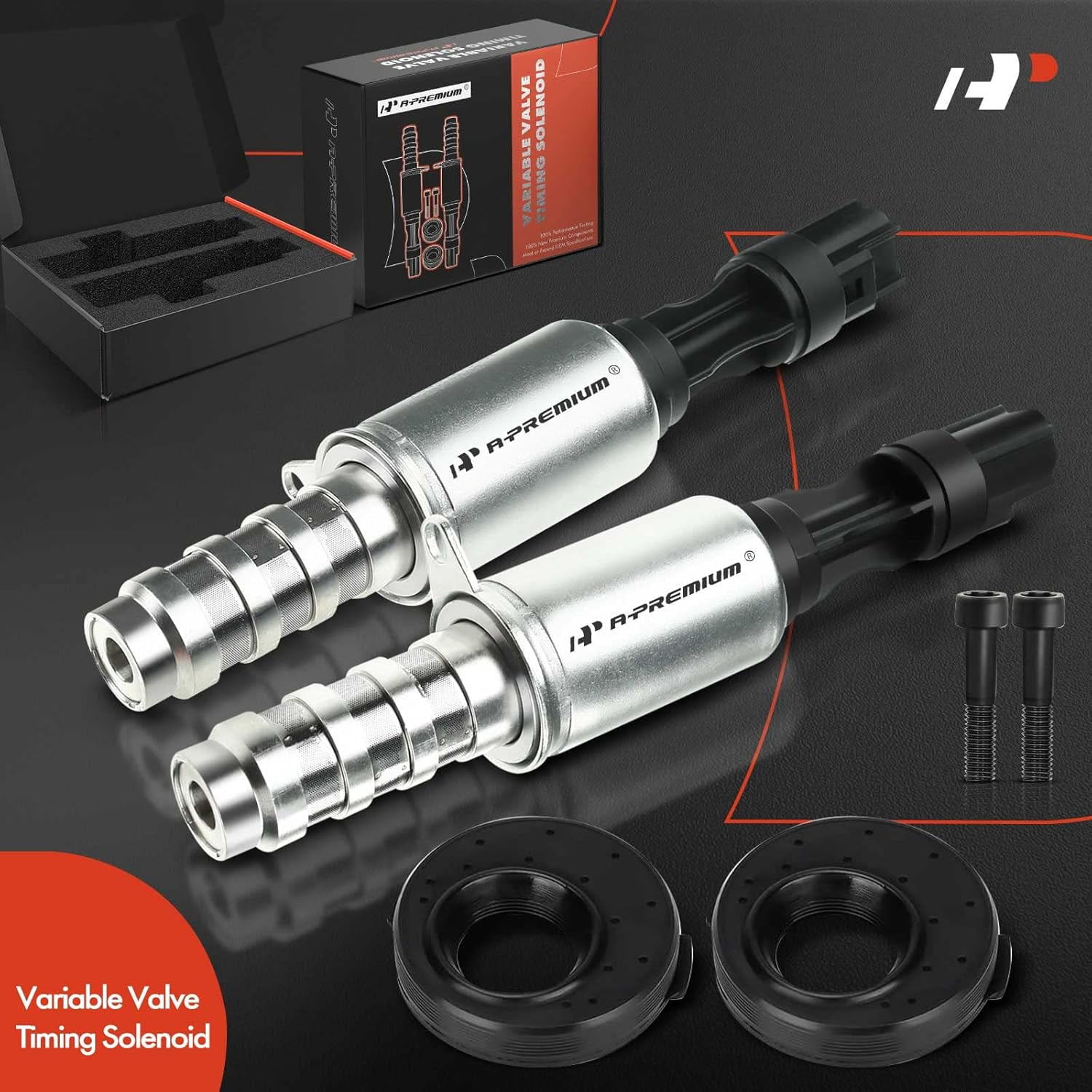 A-Premium 2-PC Engine Variable Valve Timing (VVT) Variable Camshaft Timing (VCT) Control Solenoid Compatible with Ford, Lincoln and Mercury Vehicles - 4.6L 5.4L 3V Engine - Replaces 8L3Z-6M280-B