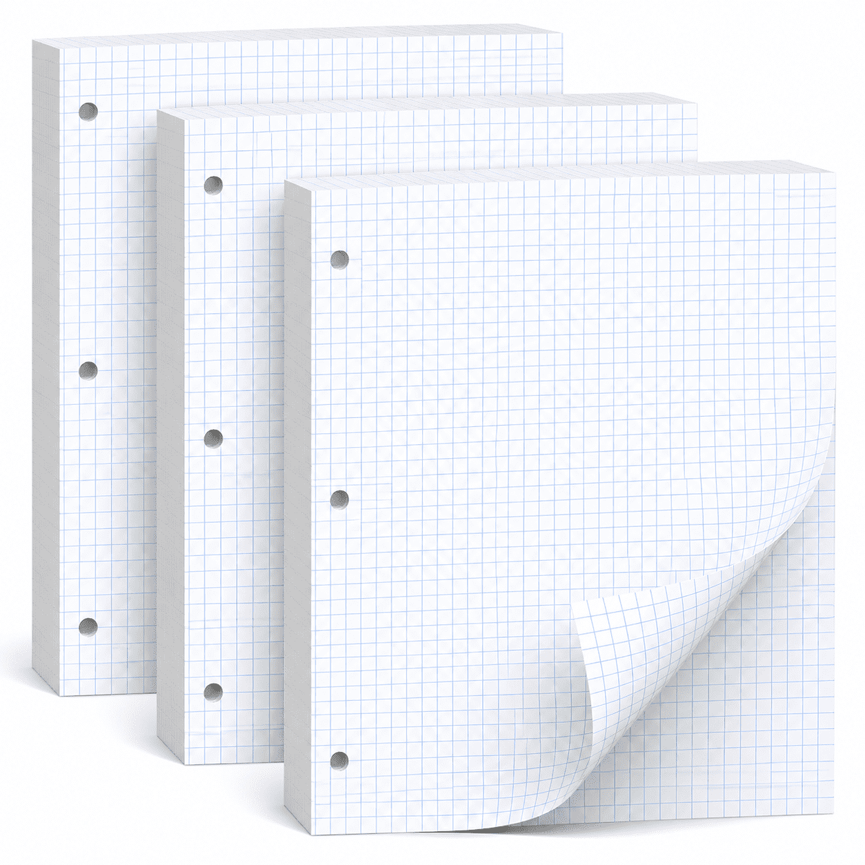 Unbranded 390 Sheet 8 x 10.5 Inch 4x4 Quad Ruled Loose Leaf Graph Paper