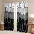 thumbnail image 2 of Homewish Chic Fashion Honeycomb Blackout Curtains Set of 2 (52x84 Each), Black Grey Stripe Abstract Window Curtains, Teens Adult Men Women Curtains and Drapes, Curtains and Drapes Decor, 2 of 5