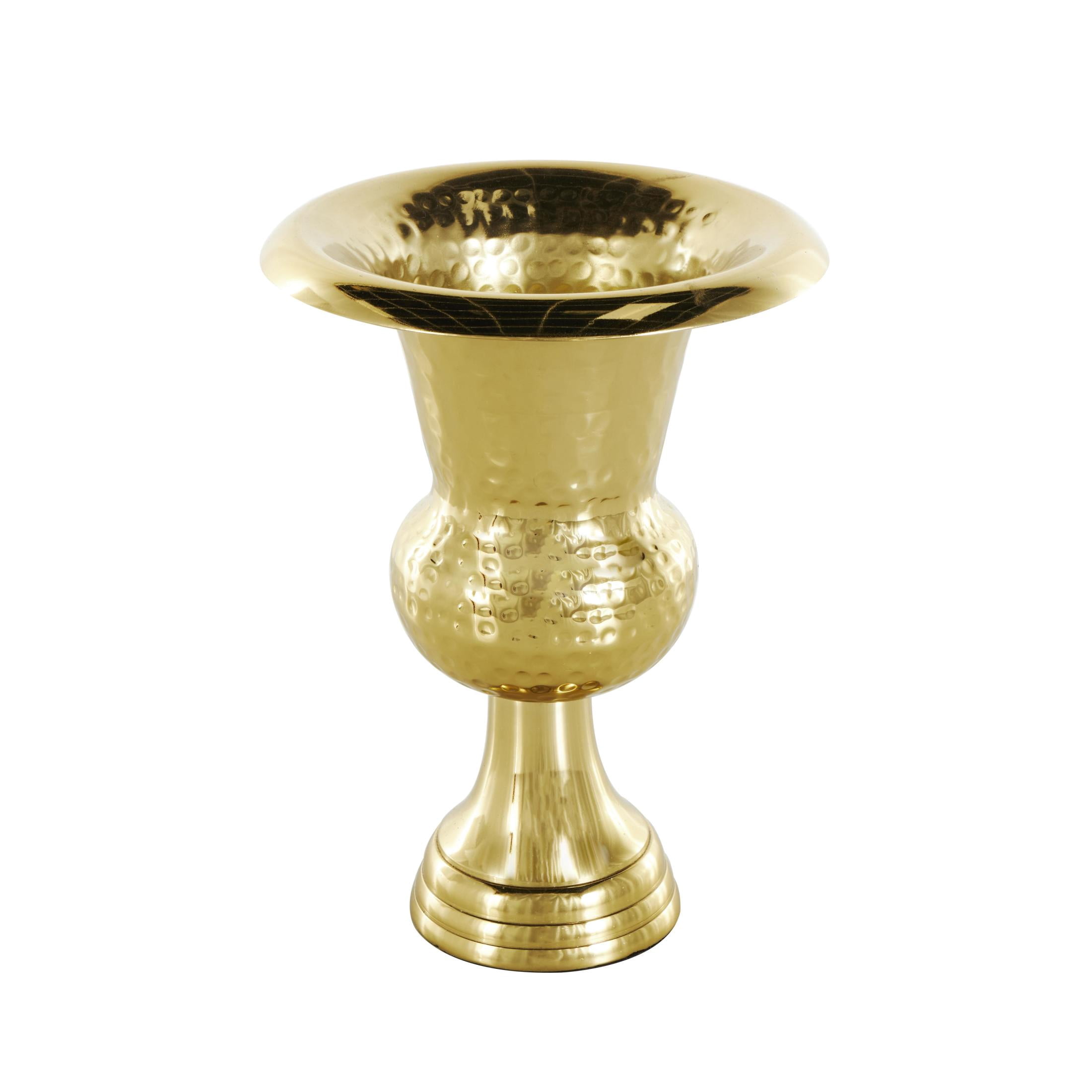 DecMode 11" Goblet Inspired Hammered Gold Aluminum Metal Vase