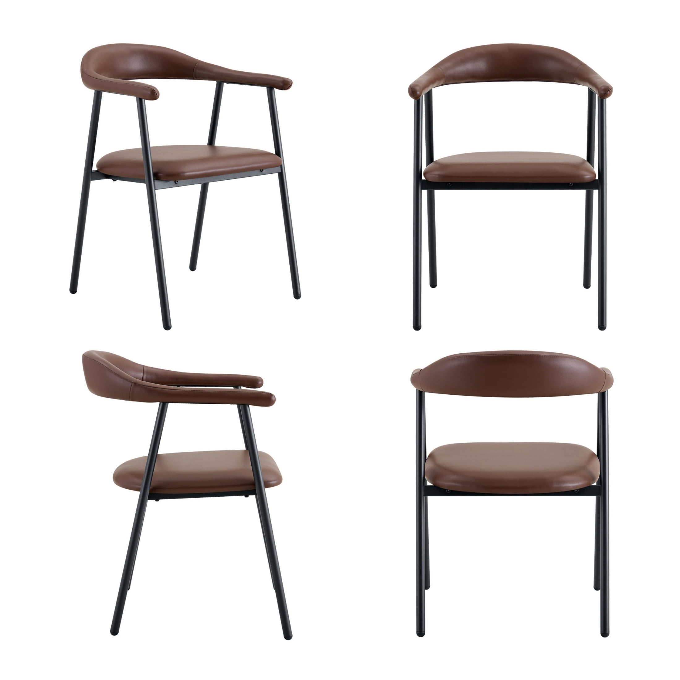 Vinform Upholstered Dining Chairs Set of 4, PU Leather Dining Room Chairs, Brown