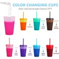 thumbnail image 2 of NOGIS Plastic Color Change Cup with Lids & Straws 12oz - 7 Pack Reusable Party Drinking Cup BPA free Cold Coffee Tumbler | Color Changing Cups for Kids & Adults, 2 of 8