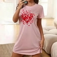 thumbnail image 2 of Nfurl Short Sleeve Night shirts for Women Elegant Heart Printed Crew Neck Sleepshirts Loose Loungewear Soft Sleepwear Ladies Valentines Nightgown Pink L, 2 of 6