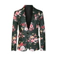 thumbnail image 5 of INSPIRE CHIC Men's Suit Jacket Floral Print Notched Lapel Casual One Button Blazer 38 Pink Black, 5 of 6