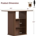 thumbnail image 3 of LAZZO 43.5" Kitchen Island with Storage, 3-Tier Farmhouse Counter Height Table, Rustic Wood Coffee Bar Table for Kitchen & Dining Room, Walnut, 3 of 7