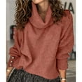 thumbnail image 4 of Suéteres de Punto Grueso Oversize para Mujer, con Cuello Alto, Larga y Corte Holgado, Ideales para el Invierno Rojo Ladrillo 4XL, 4 of 8
