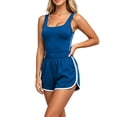 thumbnail image 6 of Naotn Two-piece Workout Sets for women Summer Casual Sleeveless Tank Top and Shorts Comfy Soft Colorblock Ribbed Set, 6 of 7