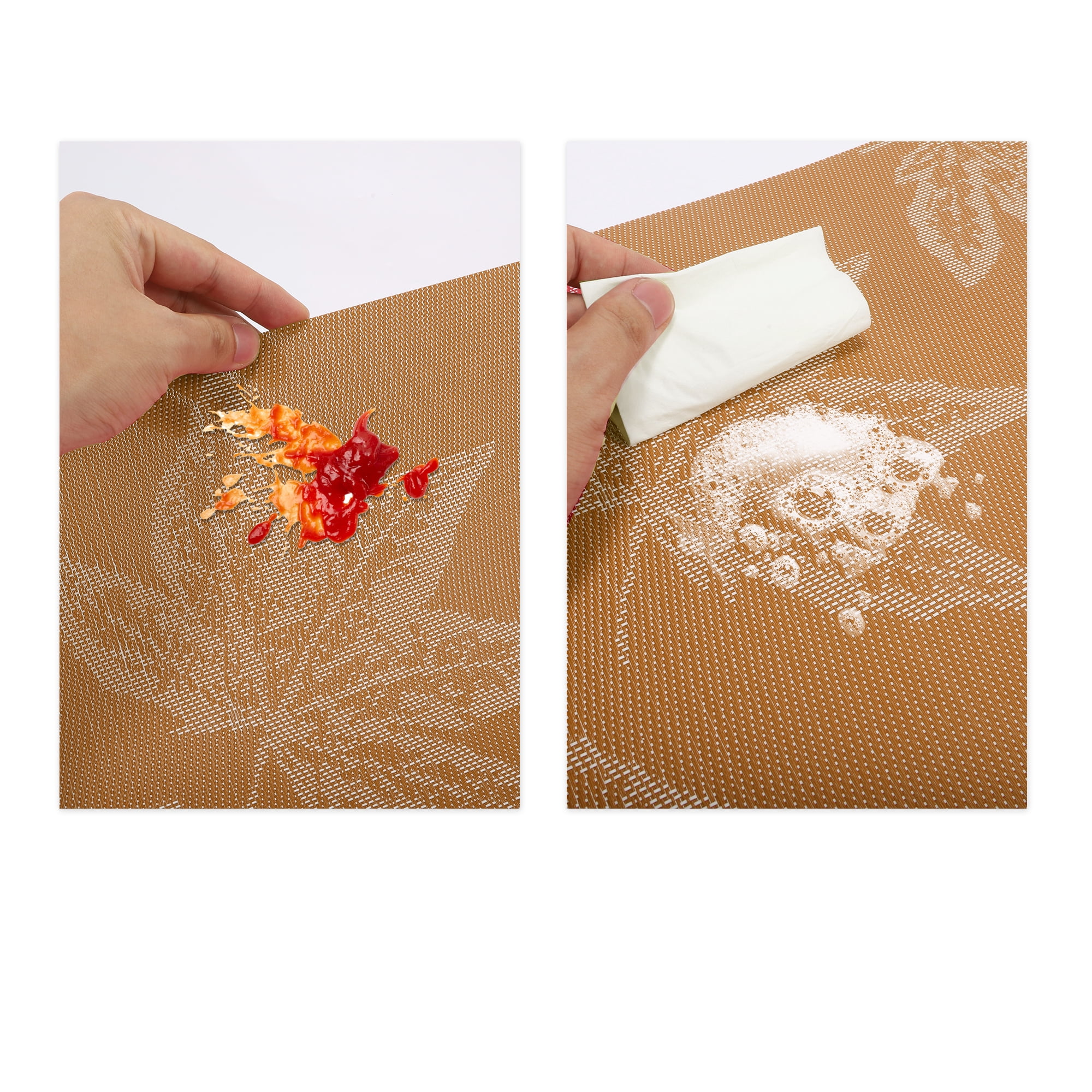 Unique Bargains 4 Pcs Leaf Pattern Polyester Heat Resistant Washable Placemats Orange