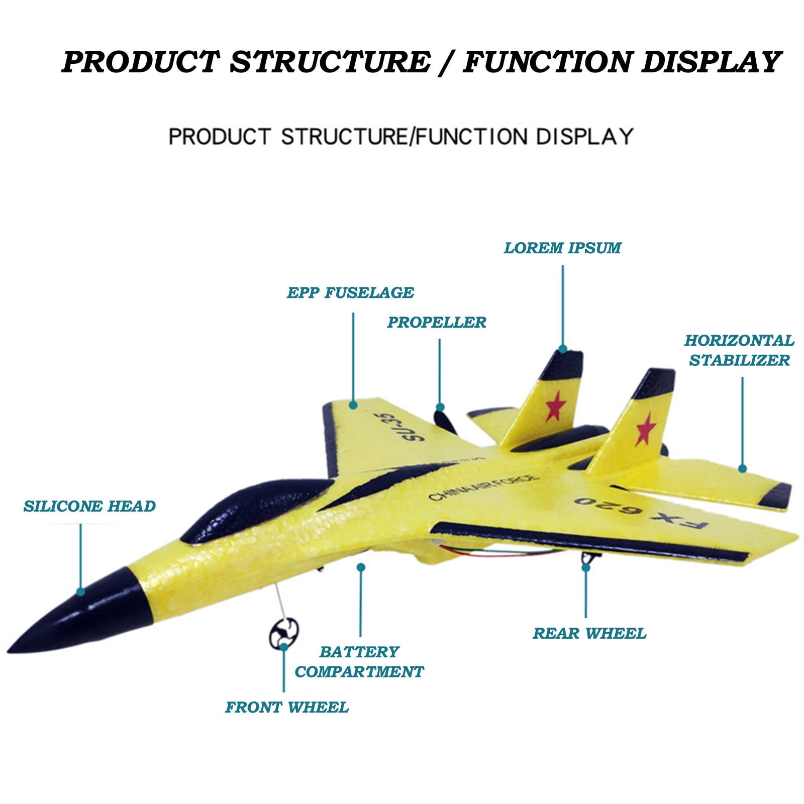 Upgraded Flying Bear Su-35 Remote Control Glider Fixed-Wing Fighter Foam Aircraft Model Toy Plane S