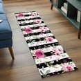 thumbnail image 3 of Runner Rug 2'x6', Pink Roses Washable Non-Slip Hallway Runner Rugs, Romantic Flowers Leaves Floral Black Stripes Bedside Rugs Floor Mats Carpet Runners for Kitchen Bathroom Laundry Room, 3 of 8