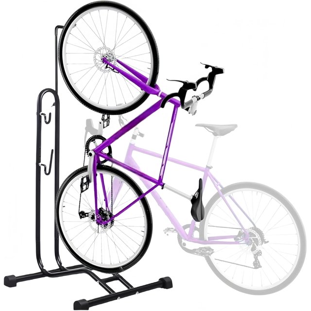 Vertical Bike Rack, Suitable for Apartment Use, Adjustable & Horizontal Height Bicycle Storage Rack, Bicycle Floor Parking Rack, Road Bike Indoor Storage Rack, Wheel Sizes Up to 29-Inch