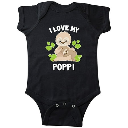 

Inktastic Cute Sloth I Love My Poppi with Green Leaves Gift Baby Boy or Baby Girl Bodysuit