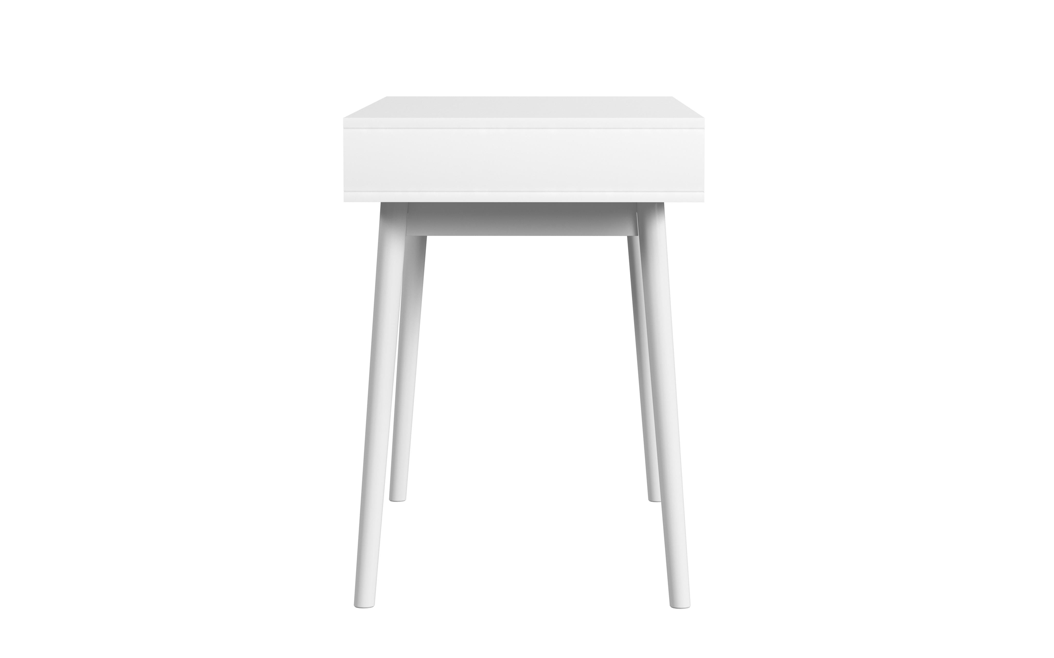 Linon Campton 2-Drawer Mid Century Writing Desk, 47" Wide, White and Natural Finish