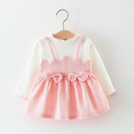 Newborn Inant Kids Baby Girls Long Sleeve Tutu Princess Skirts Dresses Clothes
