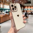 thumbnail image 3 of Compatible with iPhone 14 PRO MAX 5G Phone Case Luxury Cute Heart Pattern for Women Plating Full Camera Protection Soft Silicone Shockproof Bumper with Side Love Pattern (White), 3 of 11