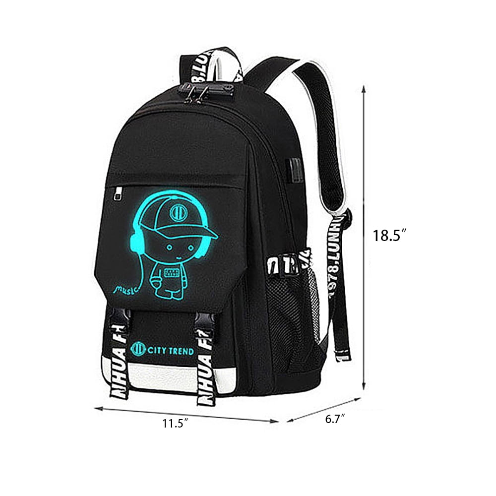 Fashion Luminous Backpack with USB Charging Port and Lock, Fashion Glow in  the Dark Backpack Laptop Bag Shoulder Day Pack Handbag for Boys, Girls,  Men, Women, Teen 