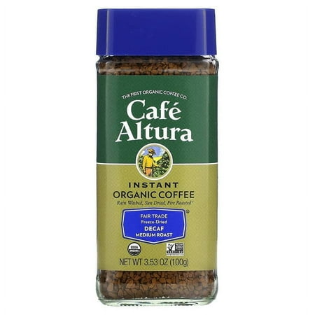 Cafe Altura, Instant Organic Coffee, Medium Roast, Freeze-Dried, Decaf, 3.53 oz