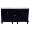 thumbnail image 3 of 61 in. Double Wooden Vanity Blue White Quartz Rectangle Sink, 3 of 14