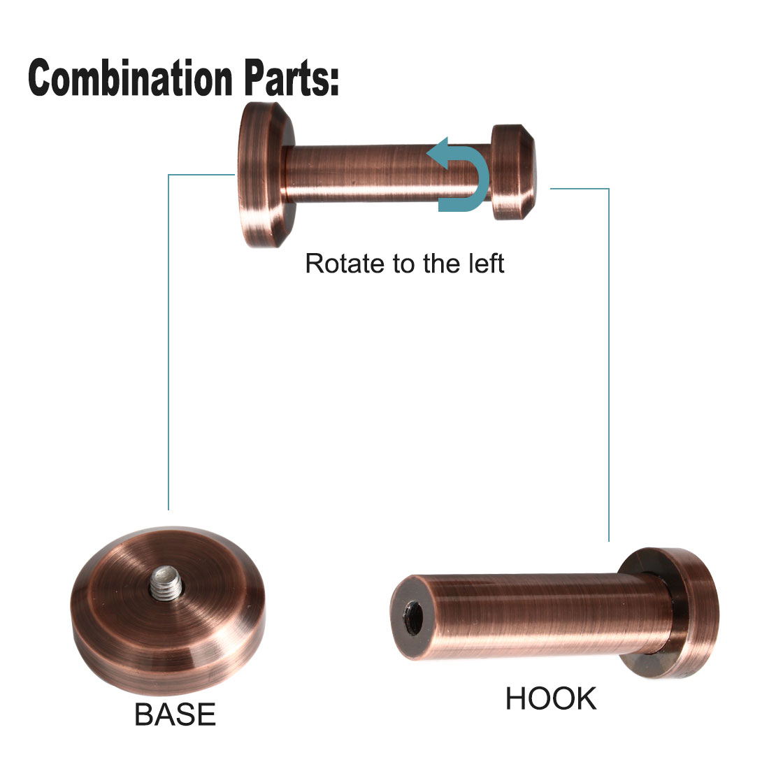 Unique Bargains 2pcs Copper Wall Mounted Hooks for Coats and Towels with Screws