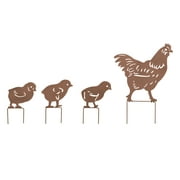 Transpac Metal 15.75" Brown Spring Chicken and Chicks Yardstakes Set of 4