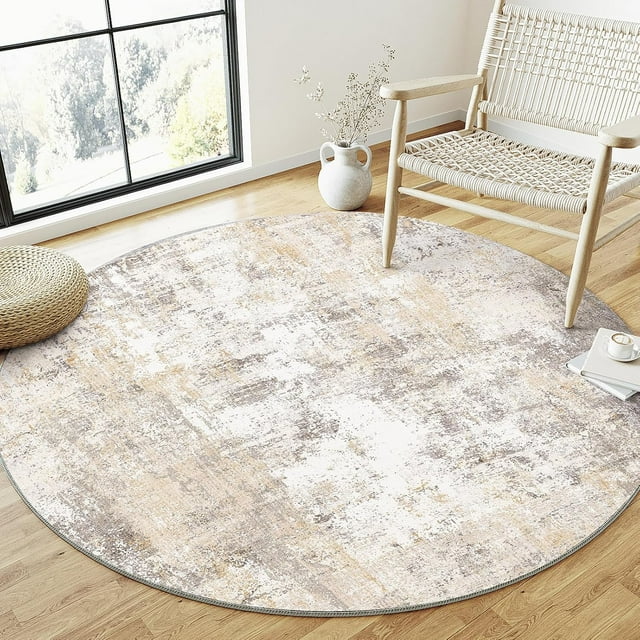 x Washable Area Rug for Living Room Bedroom Cream Neutral Carpet Low Pile Soft Thin Tapis Salon Abstract Modern Vacuumable Lightweight Large Throw Rug for Dining Room Kitchen
