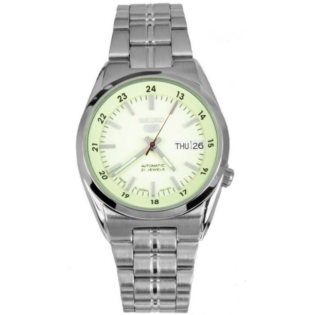 Seiko Men's 5 Automatic SNK573J1 Luminous Dial Stainless Steel Watch -  