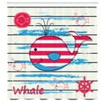 thumbnail image 2 of Ambesonne Cartoon Shower Curtain, Fish Sailor Marine Sea, 69"Wx70"L, Cream Red Blue, 2 of 4