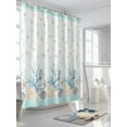 thumbnail image 3 of Fsddascl Aqua Coastal Shell Shower Curtain Set - Standard 72" x 72" Washable Bathtub Curtain with 12 Hooks, Nautical Coral Starfish Seahorse Waterproof Fabric Stall Shower Curtains for Bathroom, 3 of 6